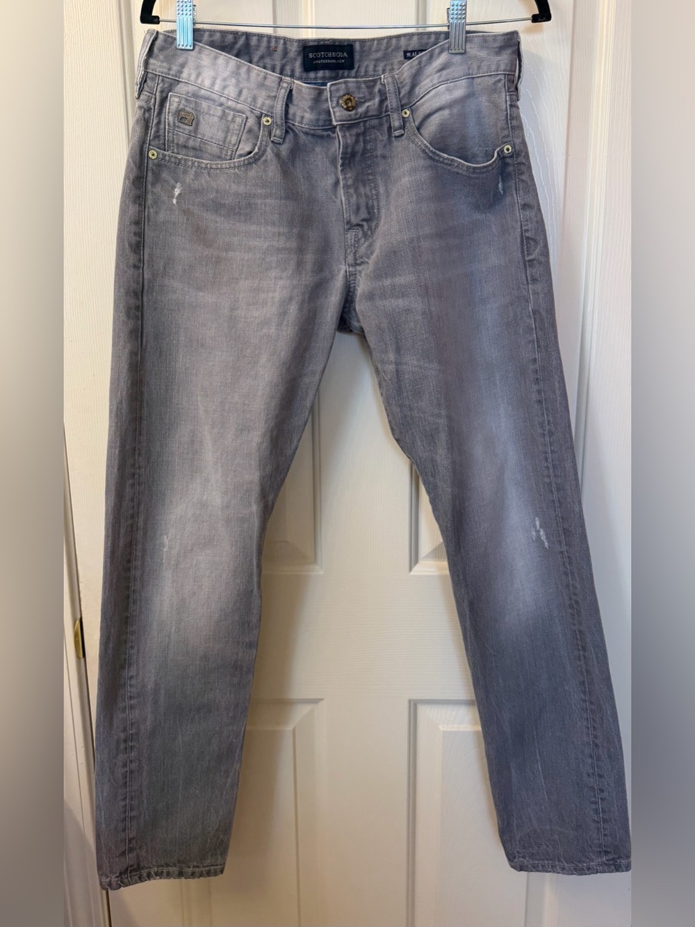 Scotch & Soda Men's Grey Washed Slim Straight Ralston Jeans